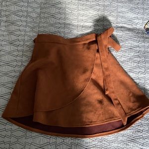 Faux suede wrap skirt
